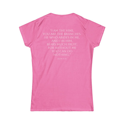 Women’s "Abide in Jesus" Softstyle Tee – Feminine Fit & Everyday Comfort