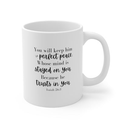 Perfect Peace Verse Mug - White Ceramic 11oz